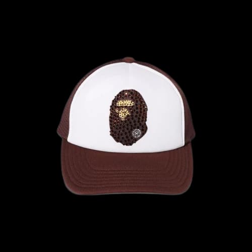 BAPE Ape Head Crystal Stone Mesh Cap 'Brown'