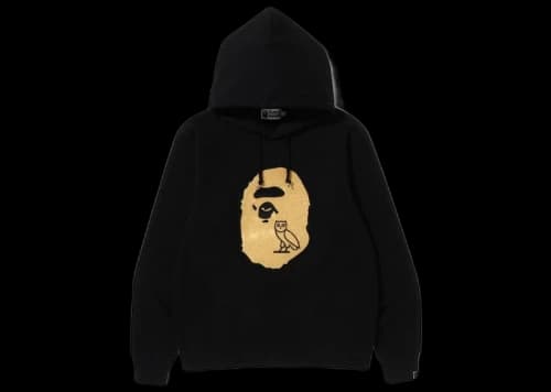 BAPE x OVO Ape Head Pullover Hoodie Black Gold