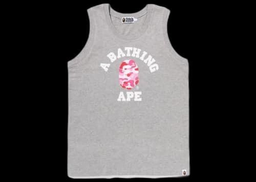 BAPE ABC Camo College Tank Top Grey Pink
