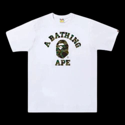 BAPE 1st Camo College Tee 'White/Green'