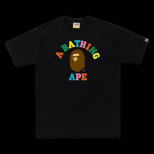 BAPE Colors College Tee 'Black/Multicolor'