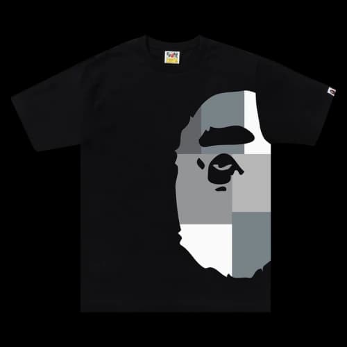 BAPE Color Block Side Big Ape Head Tee 'Black/Black'