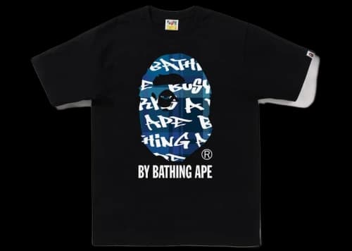 BAPE Graffiti Check By Bathing Ape Tee Black Blue