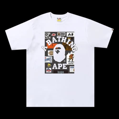 BAPE Multi Label on College Tee 'White'