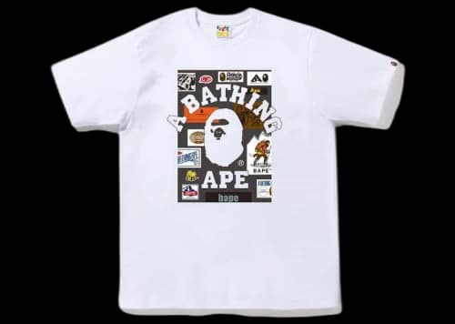 BAPE Multi Label on College Tee Black