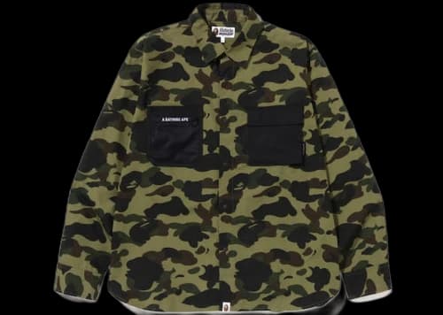 BAPE 1St Camo Outdoor Detail Pocket Relaxed Fit Shirt Green