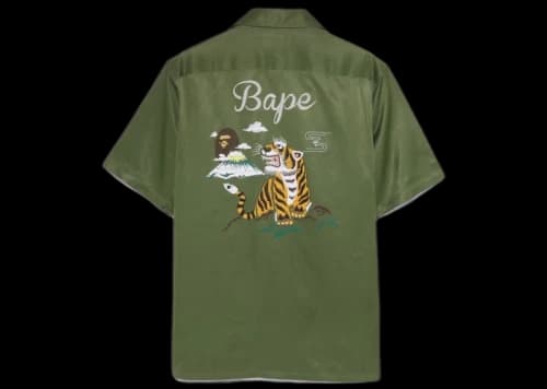 BAPE Japan Culture Open Collor Shirt Olive Drab