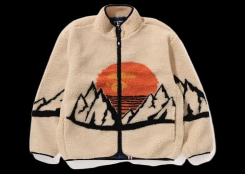 BAPE Mountain Relaxed Fit Boa Jacket Beige