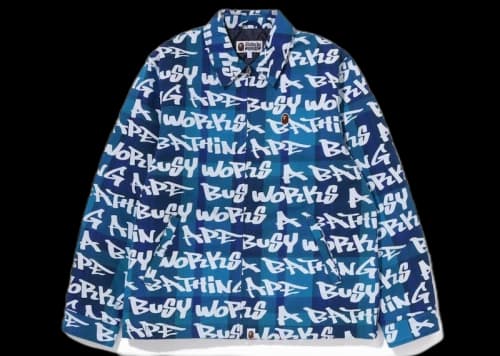 BAPE One Point Bape Graffiti Check Zip Jacket Blue