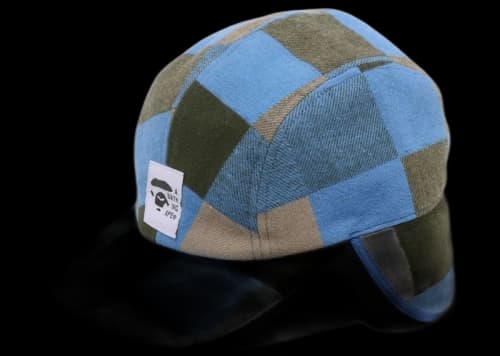BAPE Block Check Earmuffs Cap Beige Blue