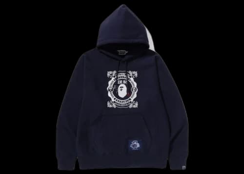 BAPE Japanese Motif Relaxed Fit Pullover Hoodie Navy