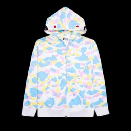 BAPE Multi Camo 2nd Shark Full Zip Hoodie 'White'