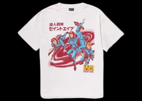BAPE x Saint Mxxxxxx Squadron Tee Vintage White