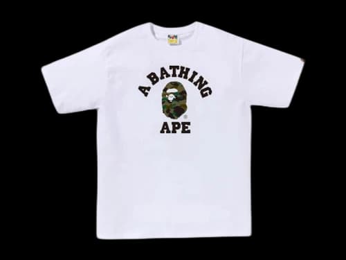 BAPE A Bathing Ape 1st Camo College Tee White/Green