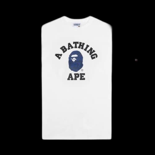 BAPE Logo Monogram College Tee 'White/Navy'