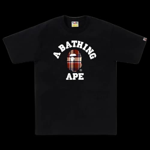BAPE Check College Tee 'Black/Red'