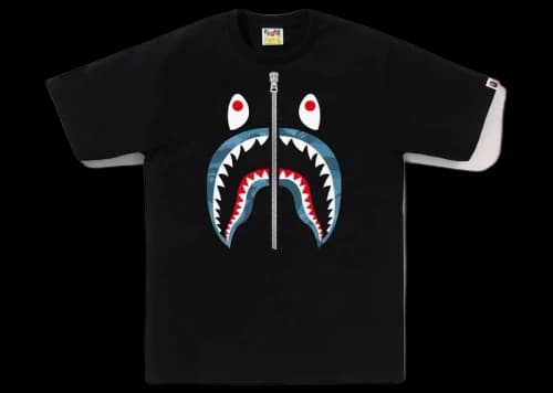BAPE Honeycomb Camo Shark Tee Black/Blue