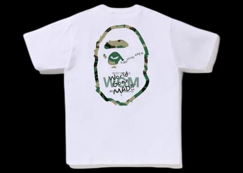 BAPE Woodland Camo WGM Ape Head Tee Black