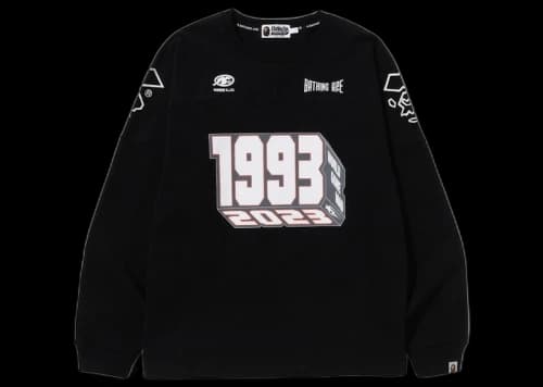 BAPE Football Relaxed Fit L/S Tee Black