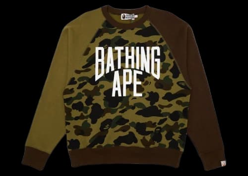 BAPE 1st Camo Crazy NYC Logo Relaxed Fit Crewneck Green