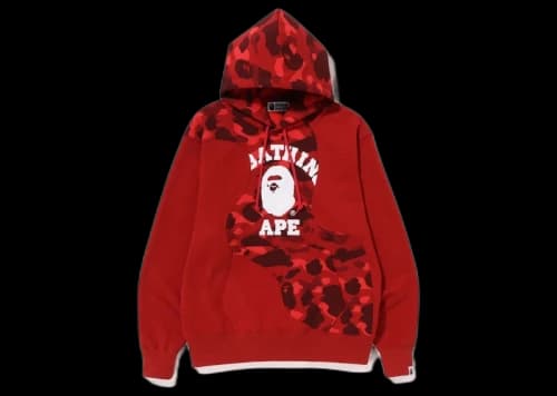 BAPE Color Camo College Cutting Relaxed Fit Hoodie Red