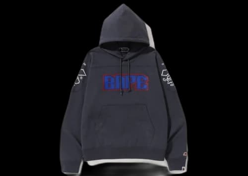 BAPE Football Loose Fit Pullover Hoodie Charcoal