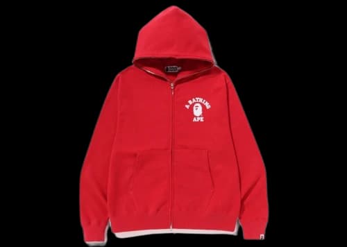 BAPE College Relaxed Fit Full Zip Hoodie (SS23) Red