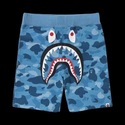 BAPE Honeycomb Camo Shark Sweat Shorts 'Blue'