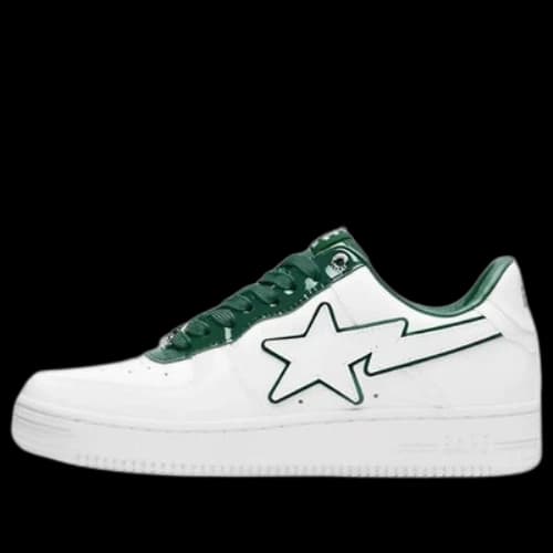 A BATHING APE Bape STA Leather Low 'White Green'
