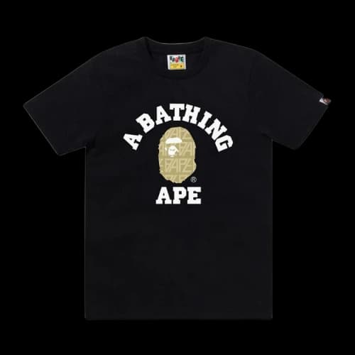BAPE Logo Monogram College Tee 'Black/Beige'