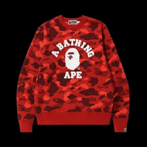BAPE Color Camo College Crewneck 'Red'