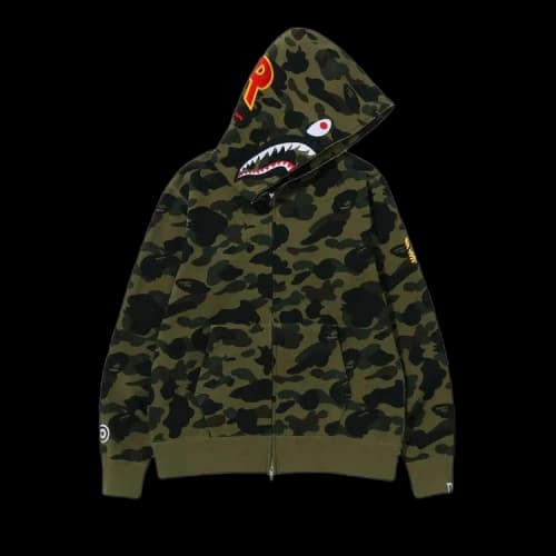 BAPE 1st Camo 2nd Shark Full Zip Hoodie 'Green'