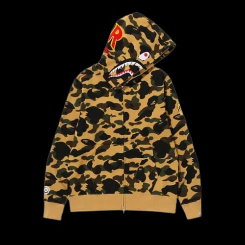 BAPE 1st Camo 2nd Shark Full Zip Hoodie 'Yellow'