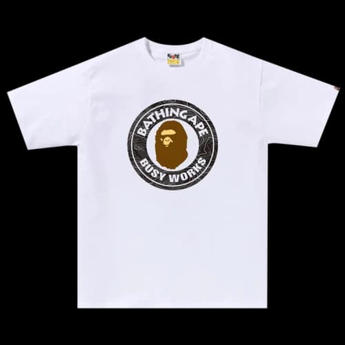 BAPE Layered Line Camo Busy Works Tee 'White/Black'
