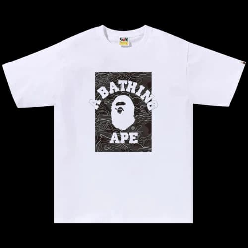 BAPE Layered Line Camo On College Tee 'White/Black'