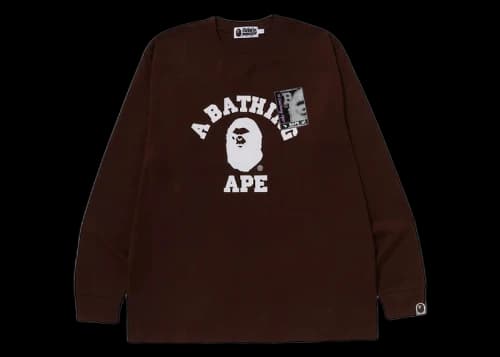 BAPE Mad Face College Long Sleeve Tee Brown