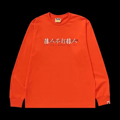 BAPE Kanji Logo Asnka Long-Sleeve Tee 'Orange'