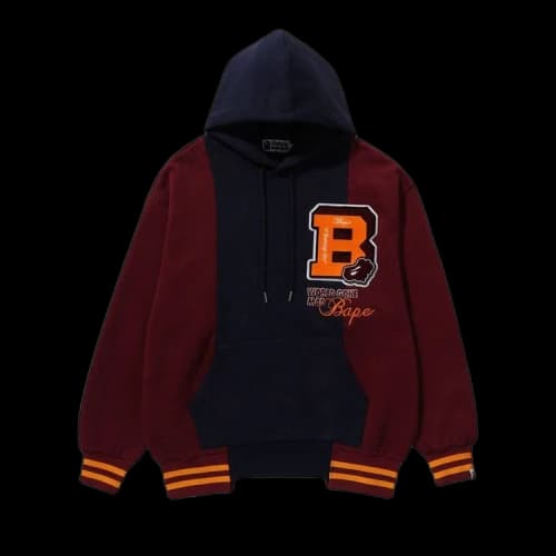 BAPE Badges Color Blocking Hoodie 'Navy'