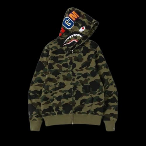 BAPE 1st Camo Shark Full Zip Hoodie 'Green'