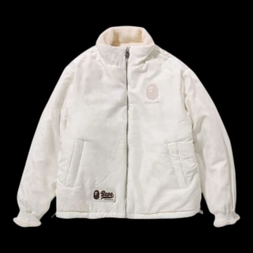 BAPE Tonal Solid Camo Sherpa Reversible Jacket 'Ivory'