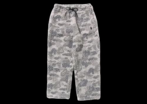 BAPE Tonal Solid Camo Metal Ape Head One Point Fleece Pants Gray