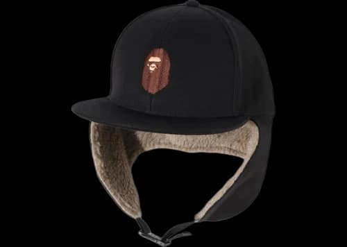 BAPE Ape Head Logo Patch Earmuffs Cap Black
