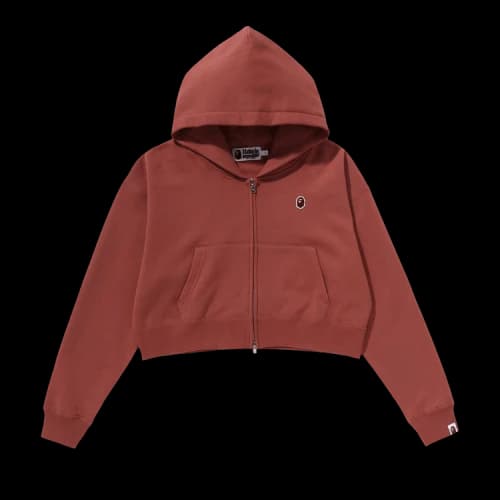 BAPE Ape Head One Point Cropped Zip Hoodie 'Pink'