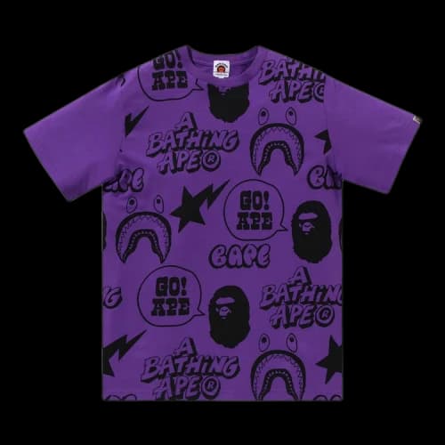 BAPE Kids Graffiti Pattern Loose Tee 'Purple'