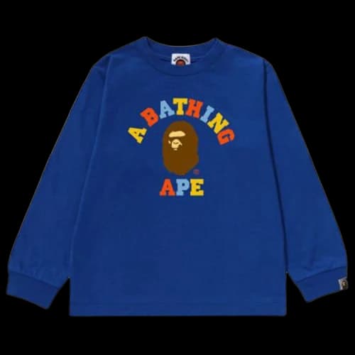 BAPE Kids Colors College Long-Sleeve Tee 'Blue'