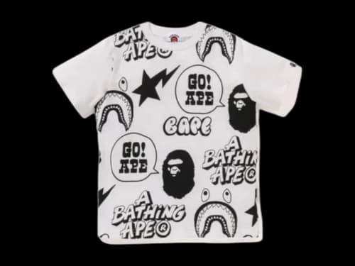 BAPE Kids Graffiti Pattern Tee White