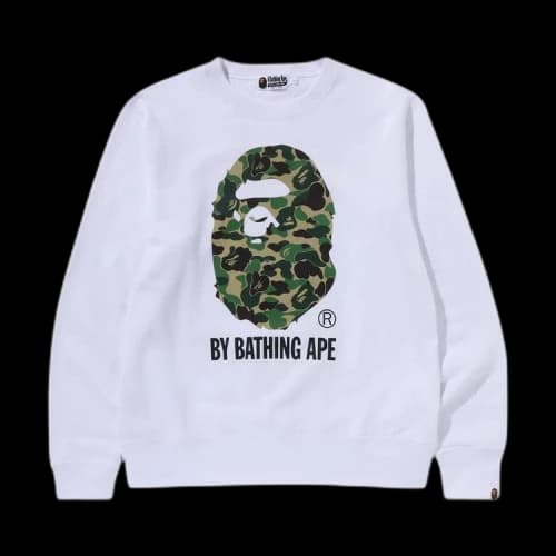 BAPE ABC Camo By Bathing Ape Organic Crewneck Sweatshirt 'White/Green'