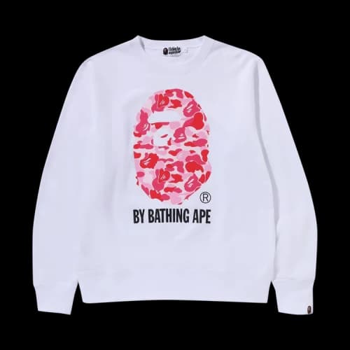 BAPE ABC Camo By Bathing Ape Organic Crewneck Sweatshirt 'White/Pink'