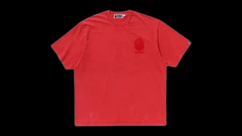 BAPE Ape Head One Point Acid Wash Relaxed Fit Tee Red