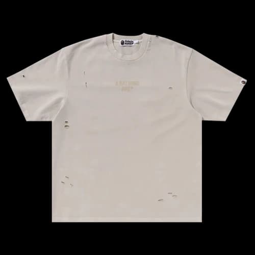 BAPE Damaged Garment Dyed Relaxed Fit Tee 'Ivory'